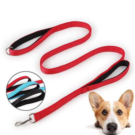 padded handle dog lead|dog leash with two leads.